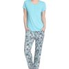 Hanes Women's Short Sleeve Henley Top & Pajama Pants Set -B.TEMPT’D Shop 21478769 fpx