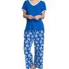 Muk Luks Women's Slub V-Neck & Wide-Leg Pajama Pants Set