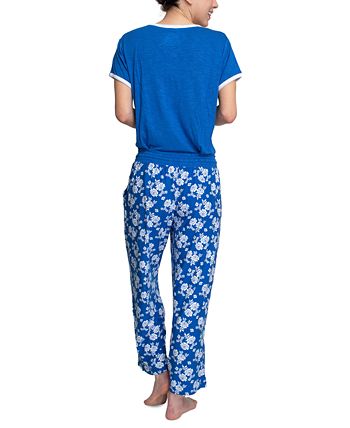 Women's Slub V-Neck & Wide-Leg Pajama Pants Set Muk Luks Women's Slub V-Neck & Wide-Leg Pajama Pants Set -B.TEMPT’D Shop