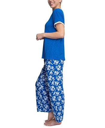 Women's Slub V-Neck & Wide-Leg Pajama Pants Set Muk Luks Women's Slub V-Neck & Wide-Leg Pajama Pants Set -B.TEMPT’D Shop