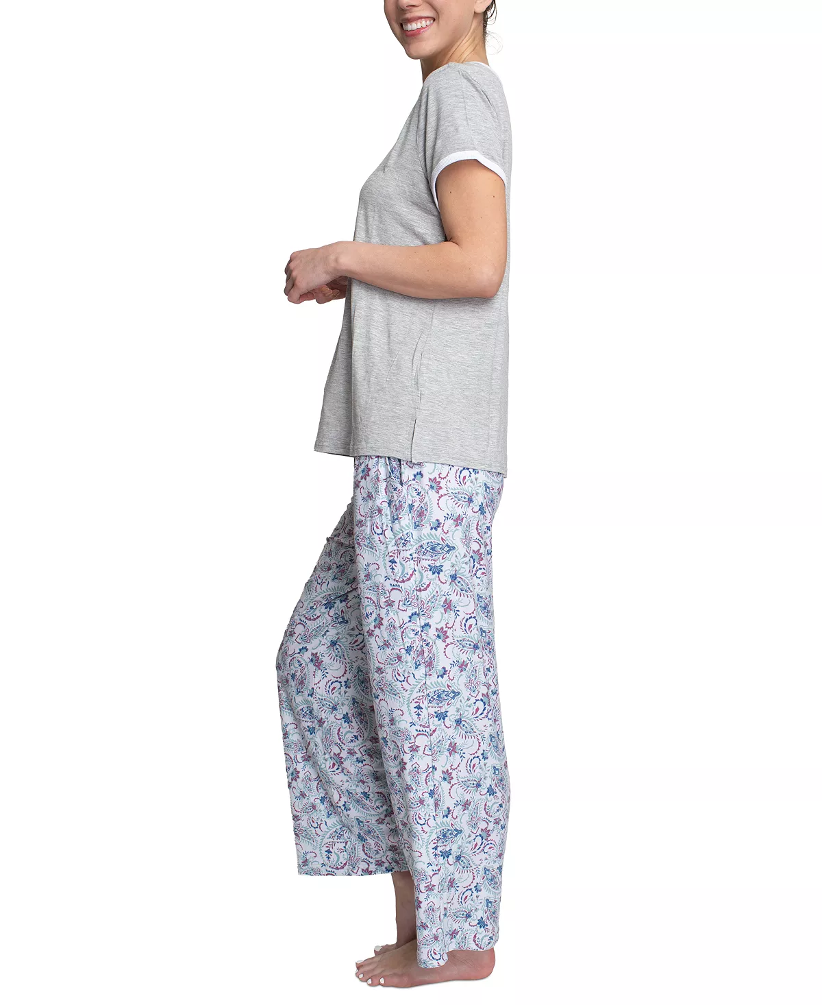 Women's Slub V-Neck & Wide-Leg Pajama Pants Set Muk Luks Women's Slub V-Neck & Wide-Leg Pajama Pants Set -B.TEMPT’D Shop