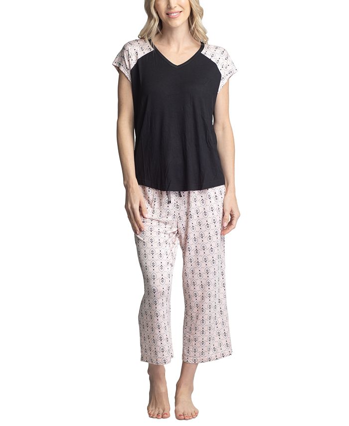 Women's Twinning 2-Pc. Short Sleeve & Capri Pajama Set Muk Luks Women's Twinning 2-Pc. Short Sleeve & Capri Pajama Set -B.TEMPT’D Shop