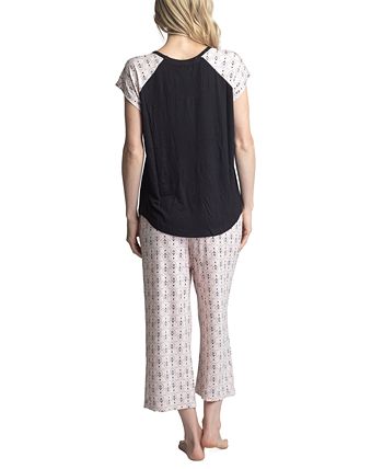 Women's Twinning 2-Pc. Short Sleeve & Capri Pajama Set Muk Luks Women's Twinning 2-Pc. Short Sleeve & Capri Pajama Set -B.TEMPT’D Shop