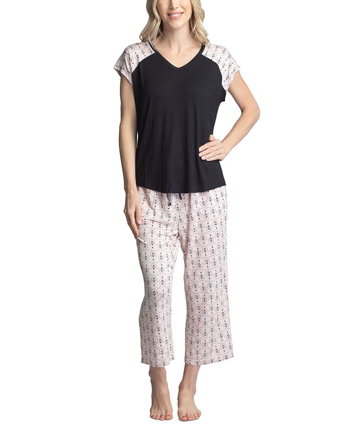 Women's Twinning 2-Pc. Short Sleeve & Capri Pajama Set Muk Luks Women's Twinning 2-Pc. Short Sleeve & Capri Pajama Set -B.TEMPT’D Shop