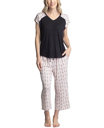 Women's Twinning 2-Pc. Short Sleeve & Capri Pajama Set Muk Luks Women's Twinning 2-Pc. Short Sleeve & Capri Pajama Set -B.TEMPT’D Shop