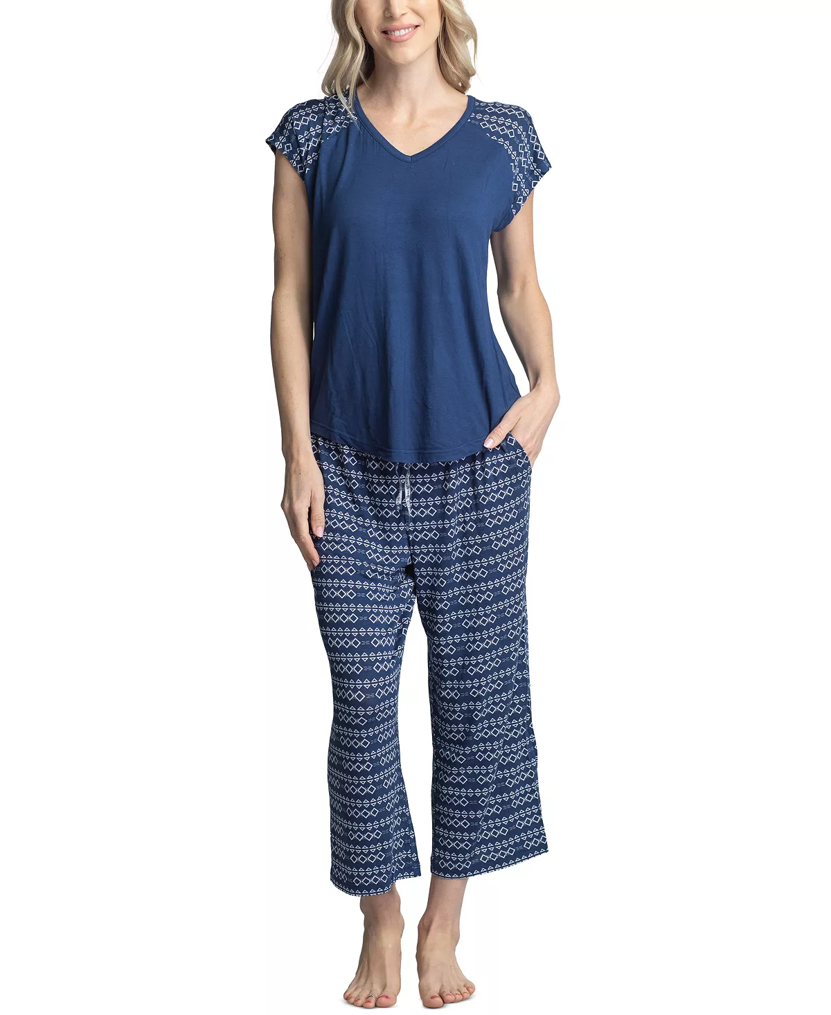 Women's Twinning 2-Pc. Short Sleeve & Capri Pajama Set Muk Luks Women's Twinning 2-Pc. Short Sleeve & Capri Pajama Set -B.TEMPT’D Shop
