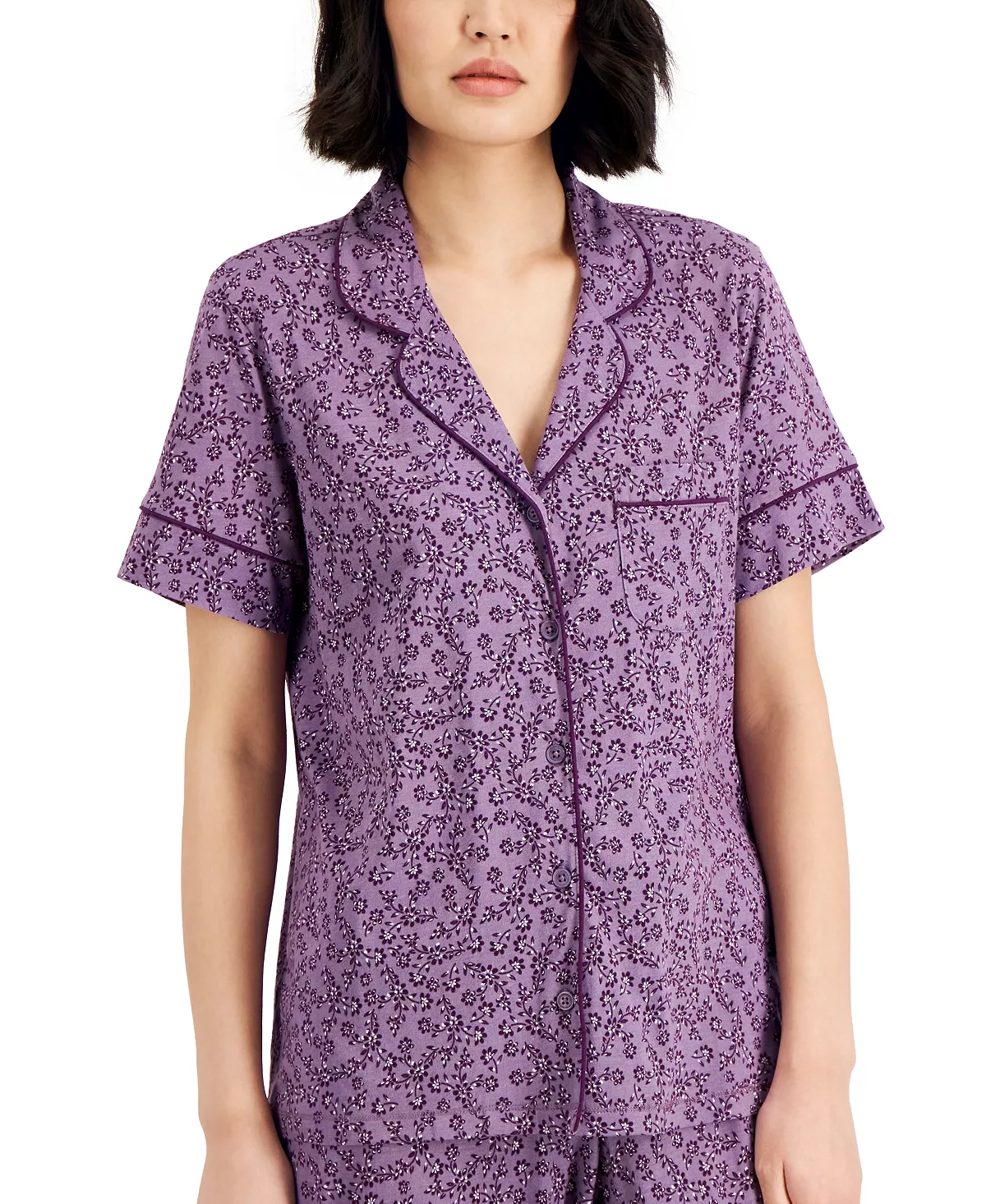 Women's Notch-Collar & Cropped Pajama Pants Set Charter Club Women's Notch-Collar & Cropped Pajama Pants Set -B.TEMPT’D Shop