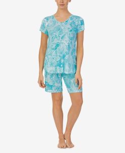 Ellen Tracy Women's Boxer Short Sleeves Pajama Set, 2 Piece