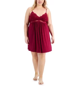 INC International Concepts Plus-Size Lace-Detail Heavenly Soft Nightgown, Created For Macy's -B.TEMPT’D Shop 21595597 fpx