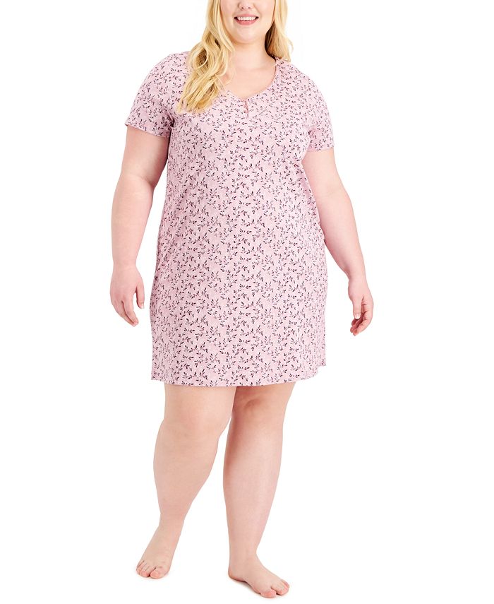 Plus Size Printed Cotton Essentials Chemise Nightgown, Created For Macy's Charter Club Plus Size Printed Cotton Essentials Chemise Nightgown, Created For Macy's -B.TEMPT’D Shop