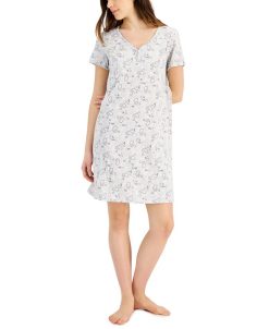 Charter Club Women's Short Sleeve Cotton Essentials Chemise Nightgown, Created For Macy's