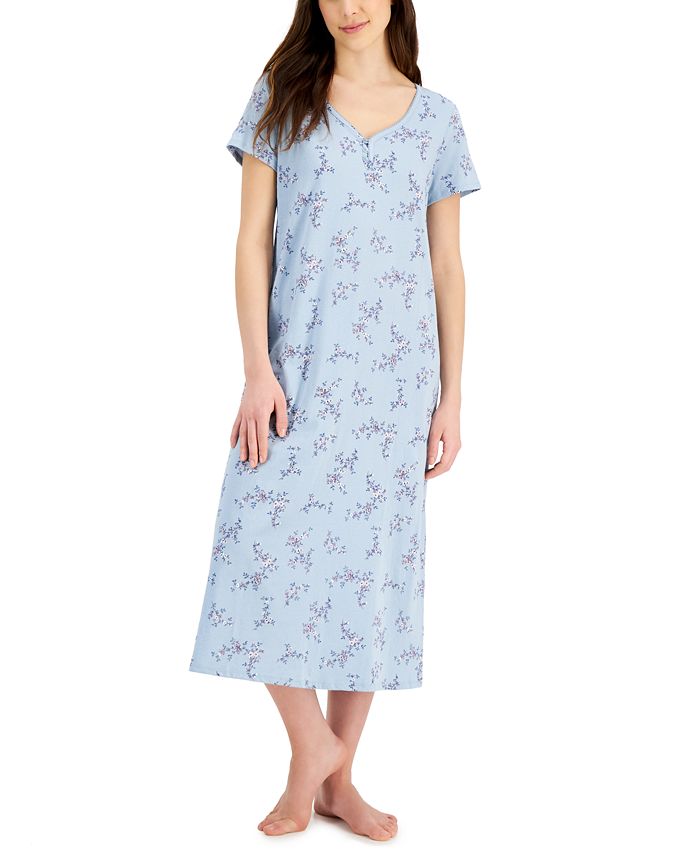 Women's Short Sleeve Cotton Essentials Printed Midi Nightgown, Created For Macy's Charter Club Women's Short Sleeve Cotton Essentials Printed Midi Nightgown, Created For Macy's -B.TEMPT’D Shop
