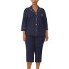 Lauren Ralph Lauren Plus Size Button-Front Top And Pants Pajama Set