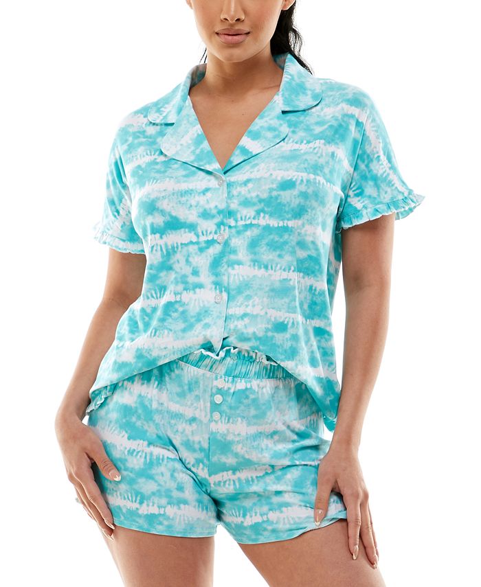 Yummy Ruffle-Trim Notch Collar 2-Pc. Pajama Set Roudelain Yummy Ruffle-Trim Notch Collar 2-Pc. Pajama Set -B.TEMPT’D Shop