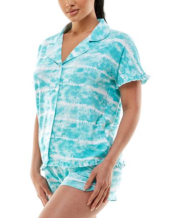 Yummy Ruffle-Trim Notch Collar 2-Pc. Pajama Set Roudelain Yummy Ruffle-Trim Notch Collar 2-Pc. Pajama Set -B.TEMPT’D Shop