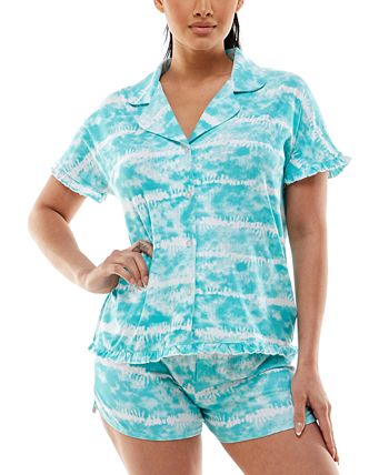 Yummy Ruffle-Trim Notch Collar 2-Pc. Pajama Set Roudelain Yummy Ruffle-Trim Notch Collar 2-Pc. Pajama Set -B.TEMPT’D Shop