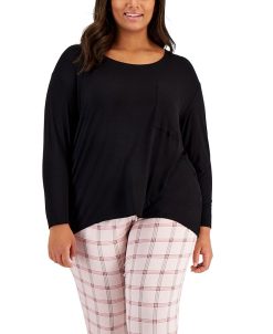 Alfani Plus Size Long-Sleeve Jersey Sleep Top, Created For Macy's