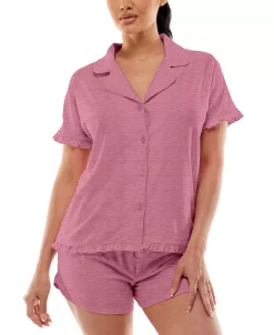 Roudelain Yummy Ruffle-Trim Notch Collar 2-Pc. Pajama Set 11 Roudelain Yummy Ruffle-Trim Notch Collar 2-Pc. Pajama Set -B.TEMPT’D Shop 21757524 fpx