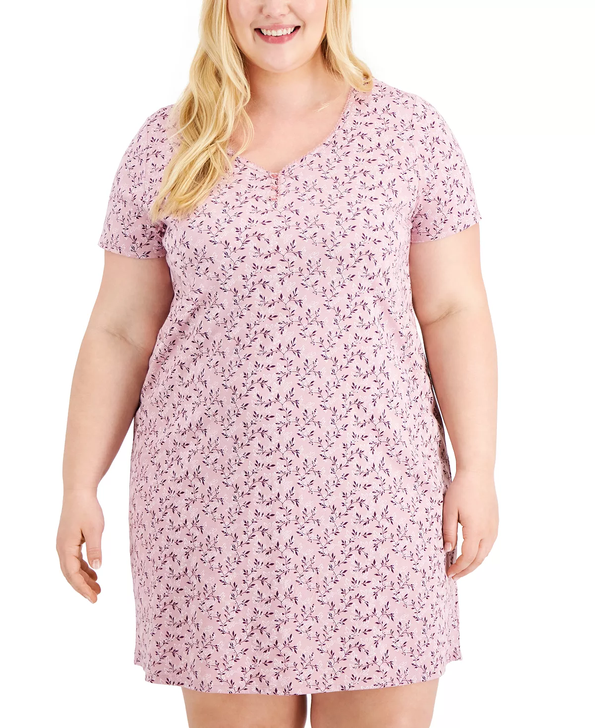Plus Size Printed Cotton Essentials Chemise Nightgown, Created For Macy's Charter Club Plus Size Printed Cotton Essentials Chemise Nightgown, Created For Macy's -B.TEMPT’D Shop