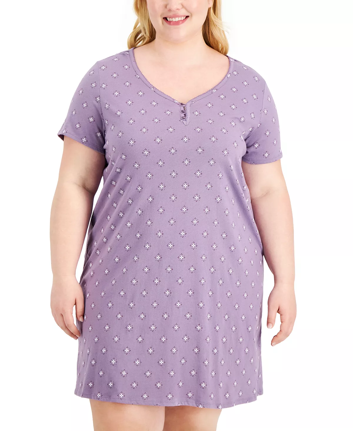 Plus Size Printed Cotton Essentials Chemise Nightgown, Created For Macy's Charter Club Plus Size Printed Cotton Essentials Chemise Nightgown, Created For Macy's -B.TEMPT’D Shop