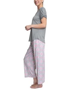 Muk Luks Plus Size Embellished Sleeve & Printed Pajama Pants Set -B.TEMPT’D Shop 21853027 fpx