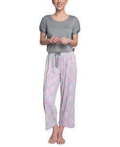 Muk Luks Plus Size Embellished Sleeve & Printed Pajama Pants Set -B.TEMPT’D Shop 21853030 fpx
