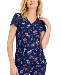 Charter Club Women's Printed Lace-Trim 2-Pc. Pajama Set, Created For Macy's -B.TEMPT’D Shop 21878350 fpx