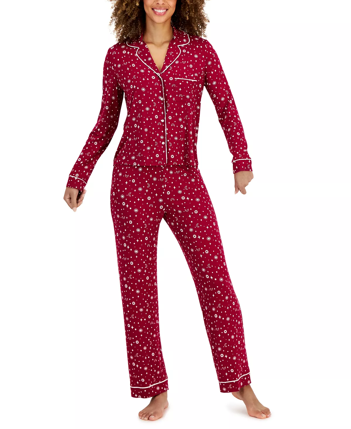 Women's Notch-Collar Pajama Set, Created For Macy's Jenni Women's Notch-Collar Pajama Set, Created For Macy's -B.TEMPT’D Shop