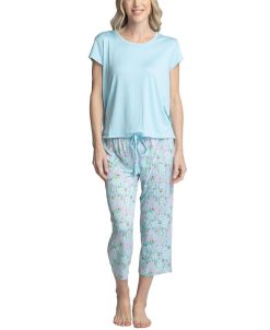 Muk Luks Women's Plus Size Short Sleeve & Capri Pant Pajama Set