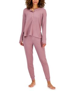 Jenni Women's Solid Waffle Henley Sleep Top, Created For Macy's