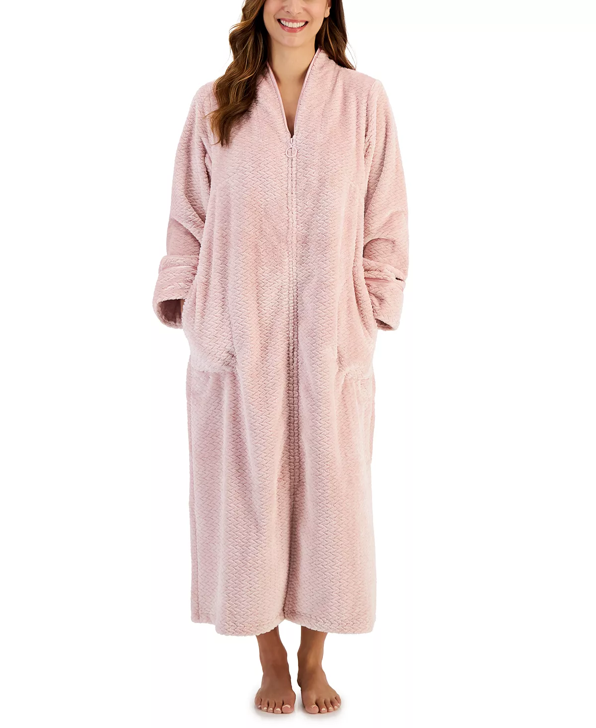 Woman's Plush Zig Zag Zipper Robe, Created For Macy's Charter Club Woman's Plush Zig Zag Zipper Robe, Created For Macy's -B.TEMPT’D Shop
