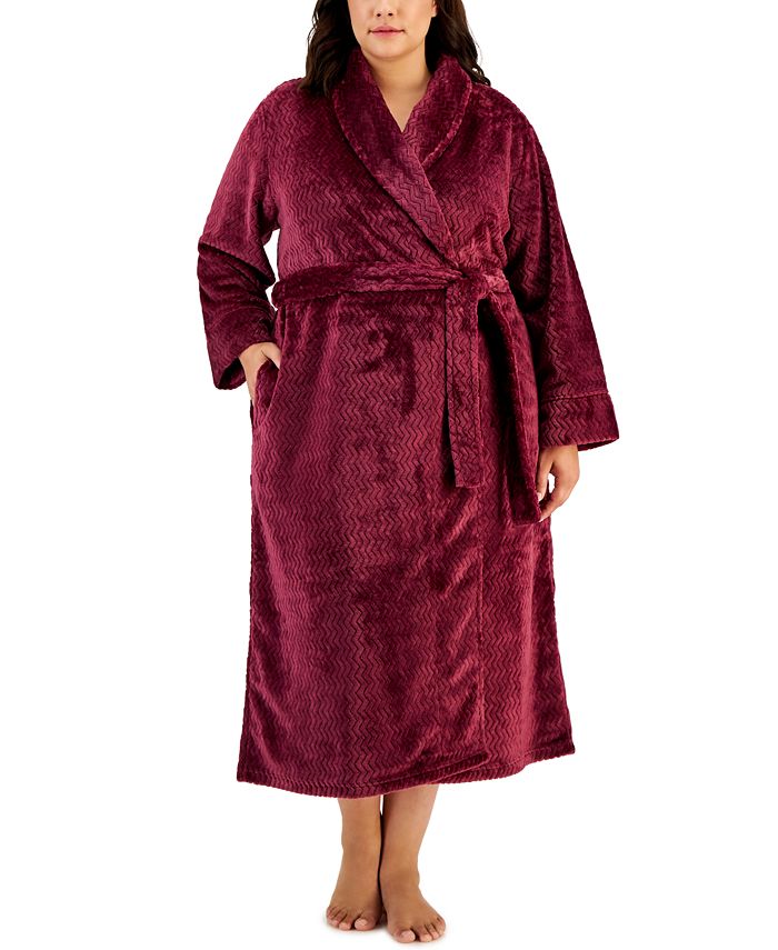 Plus Size Plush Zig Zag Wrap Robe, Created For Macy's Charter Club Plus Size Plush Zig Zag Wrap Robe, Created For Macy's -B.TEMPT’D Shop