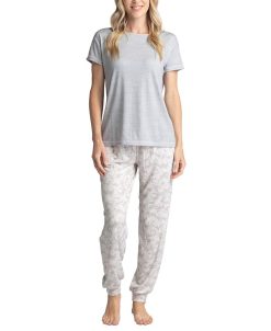 Muk Luks Plus Size Crewneck Top & Printed Jogger Pajama Pants Set