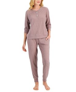 Alfani Thermal Henley Pajama Set, Created For Macy's
