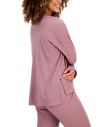 Women's Solid Waffle Henley Sleep Top, Created For Macy's Jenni Women's Solid Waffle Henley Sleep Top, Created For Macy's -B.TEMPT’D Shop