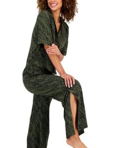 Alfani Women's Printed Cropped Notch Pajama Set, Created For Macy's -B.TEMPT’D Shop 21985049 fpx