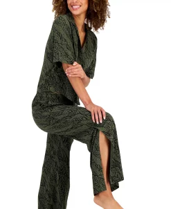 Alfani Women's Printed Cropped Notch Pajama Set, Created For Macy's -B.TEMPT’D Shop 21985049 fpx