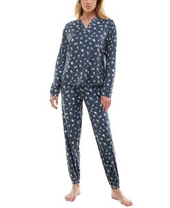 Roudelain Women's Cozy Luxe Floral Henley Pajama Set