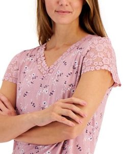 Charter Club Women's Printed Lace-Trim 2-Pc. Pajama Set, Created For Macy's -B.TEMPT’D Shop 22129485 fpx