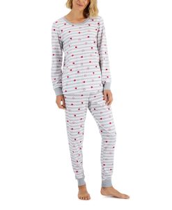 Family Pajamas Women's Hearts Striped Valentine's Day Matching Pajama Set, Created For Macy's