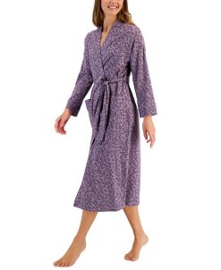 Charter Club Women's Brushed Knit Cotton Robe, Created For Macy's