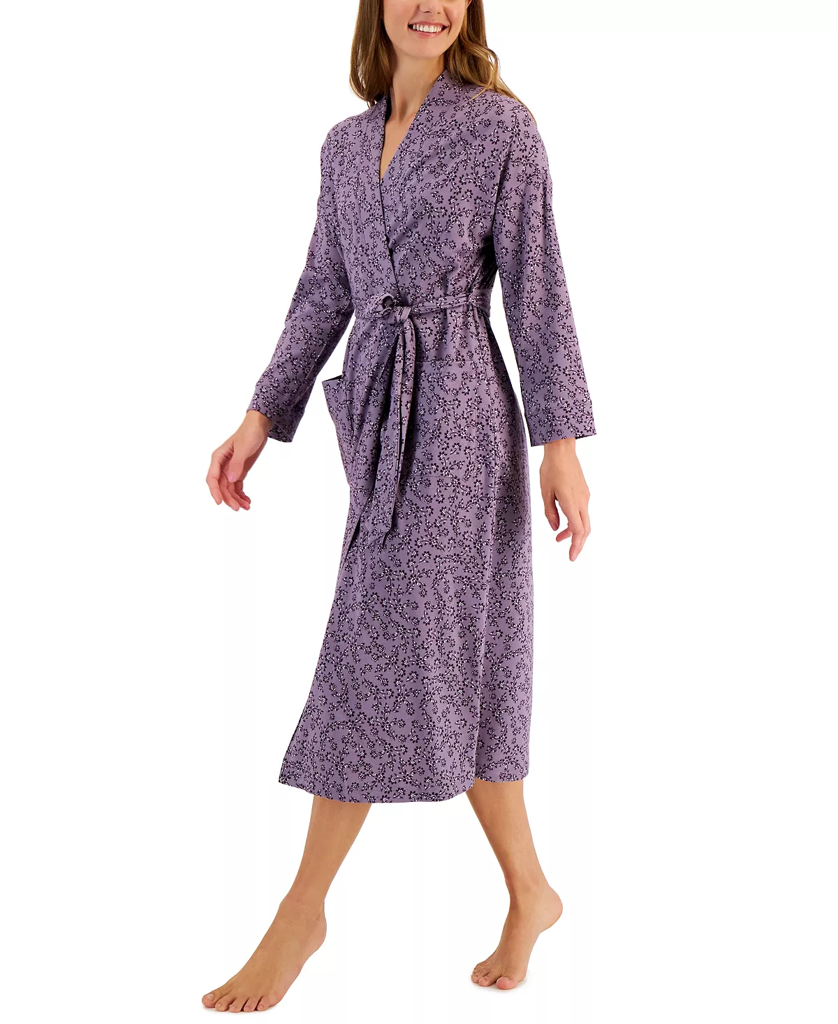 Women's Brushed Knit Cotton Robe, Created For Macy's Charter Club Women's Brushed Knit Cotton Robe, Created For Macy's -B.TEMPT’D Shop