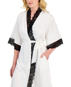INC International Concepts Women's Lace Trim Long Wrap Robe, Created For Macy's -B.TEMPT’D Shop 22140035 fpx