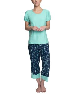 Hanes Women's Short Sleeve T-Shirt & Cropped Pants Pajama Set