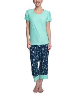 Hanes Plus Size Short Sleeve T-Shirt & Cropped Pants Pajama Set -B.TEMPT’D Shop 22160341 fpx