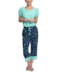 Hanes Plus Size Short Sleeve T-Shirt & Cropped Pants Pajama Set -B.TEMPT’D Shop 22160360 fpx