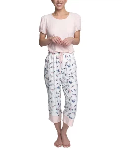 Hanes Plus Size Short Sleeve T-Shirt & Cropped Pants Pajama Set -B.TEMPT’D Shop 22160422 fpx
