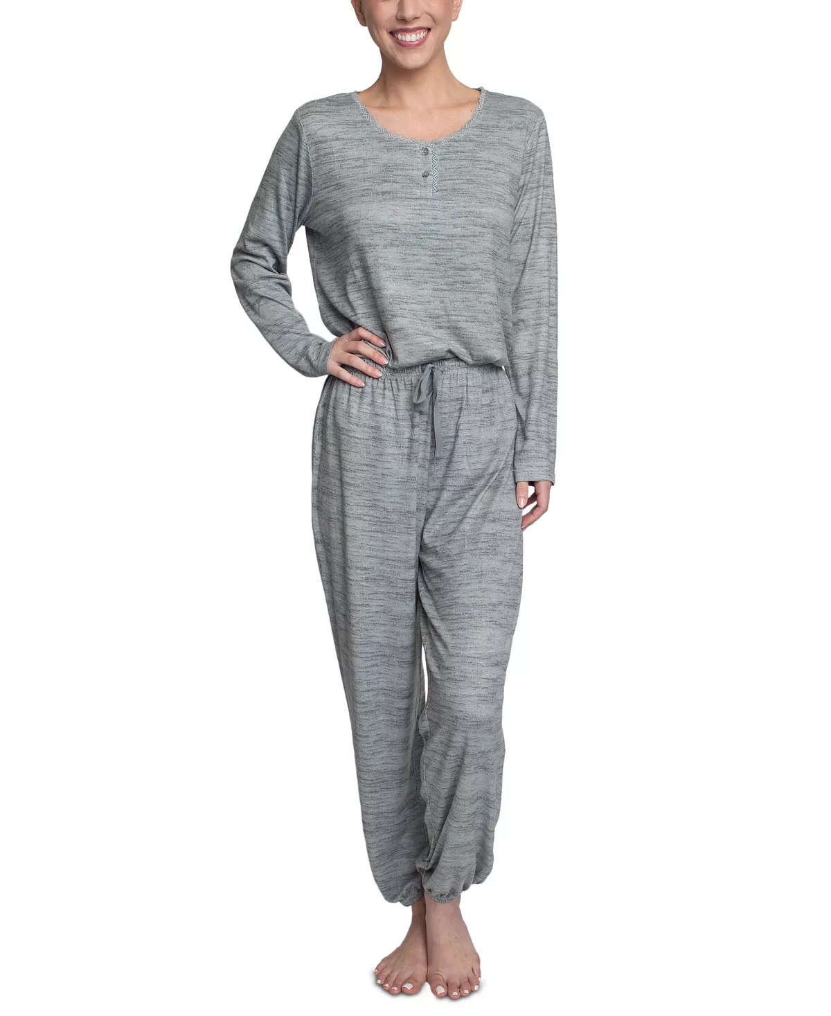 Women's Relaxed Butter-Knit Henley Pajama Set Hanes Women's Relaxed Butter-Knit Henley Pajama Set -B.TEMPT’D Shop
