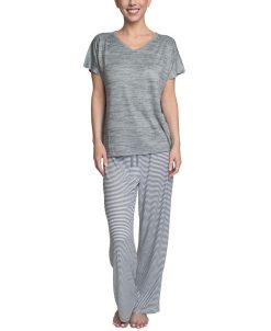 Hanes Plus Size Relaxed Butter-Knit Short Sleeve Pajama Set