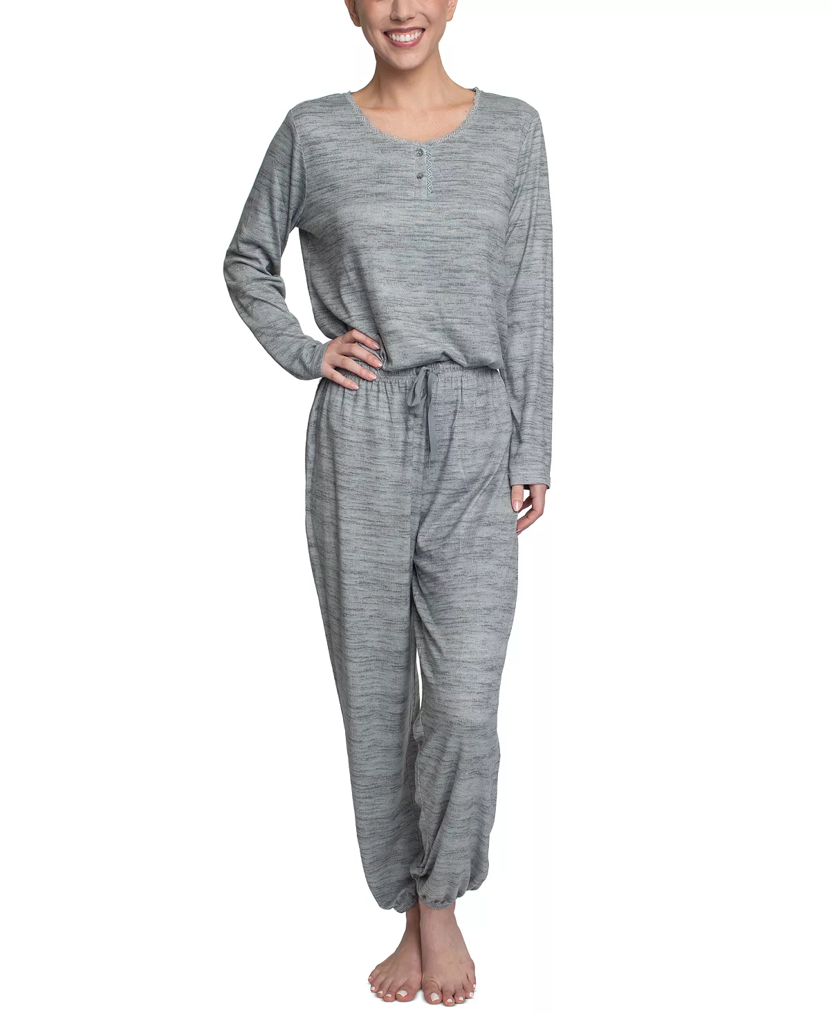 Plus Size Relaxed Butter-Knit Henley Pajama Set Hanes Plus Size Relaxed Butter-Knit Henley Pajama Set -B.TEMPT’D Shop